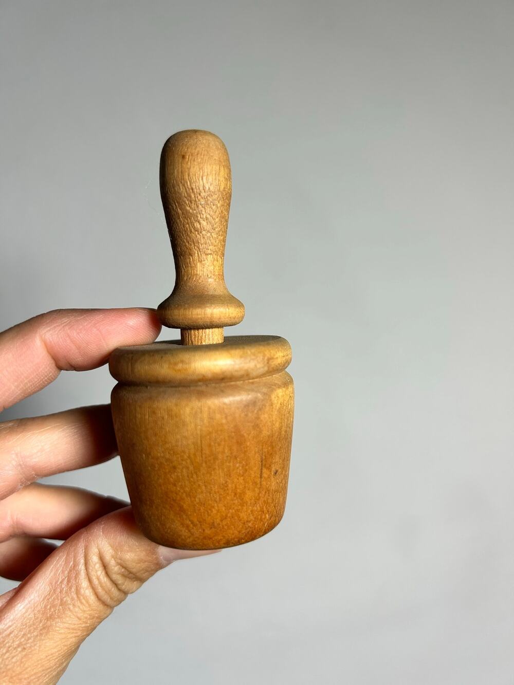 Antique Primitive Wooden Butter Pat Plunger Mold